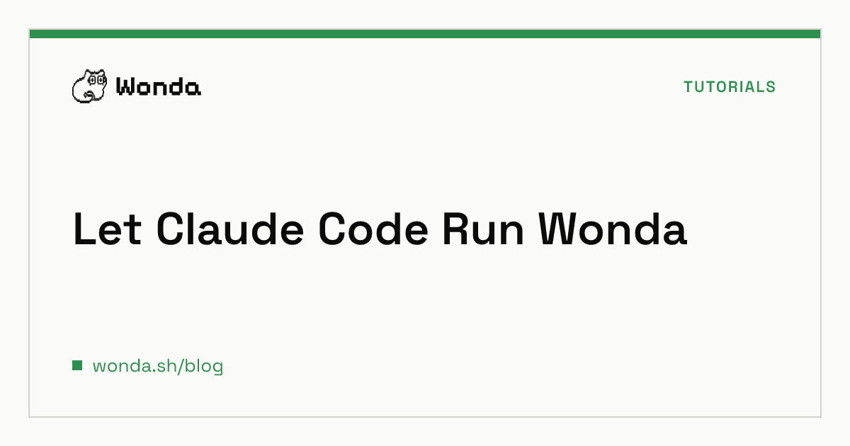 Terminal window showing Claude Code executing Wonda CLI commands from a natural language prompt